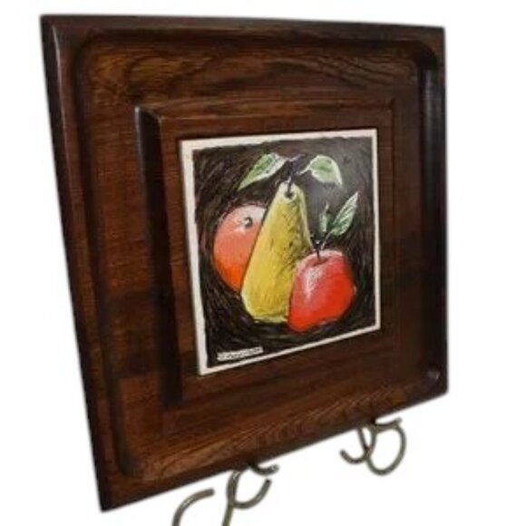 MCM VTG 1960's Fred Press Cheese Board Artist Signed Charcuterie Board - Picture 4 of 7